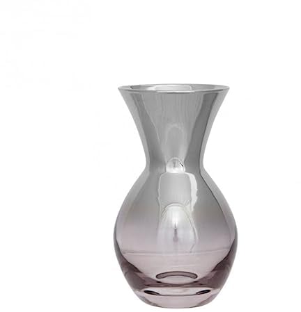 [W] Penny/Vase,Glas,grau,Silber Rand/H.14,5cm,D.9cm