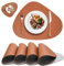 Platzsets Platzdeckchen Abwaschbar Rund,Tischsets rutschfest,Teller Untersetzer Rund,Tischset Lederoptik,Doppelseitigen Platzset und Untersetzer Teller 4er Set Ovall(Braun&Grau)