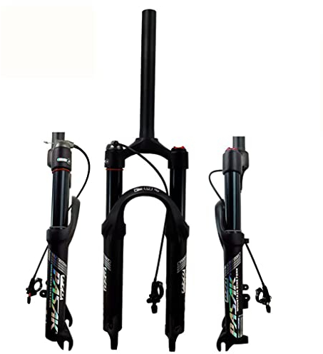 LHHL Mountainbike Federgabel 20/24 Zoll 80mm Federweg MTB Luft Gabels 1-1/8 ” Luftfederung Vorderradgabel 9mm Achse QR Scheibenbremse Fernbedienung Lockout (Color : Black, Size : 20)