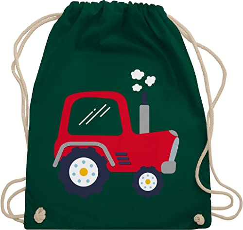 Turnbeutel Rucksack - Kinder Traktor - Unisize - Dunkelgrün - beutel mit kordelzug stoffbeutel kindergarten wechselkleidung gym bag turnbeutel+kinder+kindergarten baumwolltasche fahrzeug baumwolle