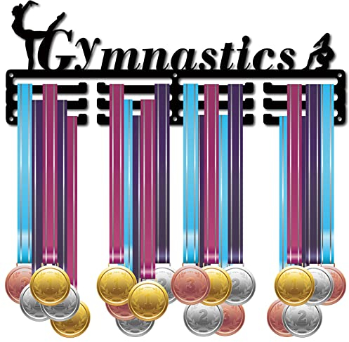 CREATCABIN Medaillenhalter Gymnastik Turner Medaillenaufhänger Sportauszeichnungen Ständer Wandhalterung Edelstahl Metall Aufhängen Abzeichen Für Sportler Aufbewahrung Über 60 Medaillen 40x14.6cm