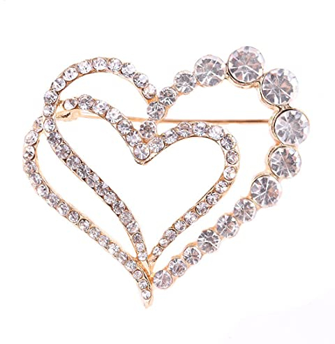 Cadeau de Bijoux en Plaque Or Rose Glaring Cristal Jolie Amoureux Broches Coeur et Pins cru pour et Filles