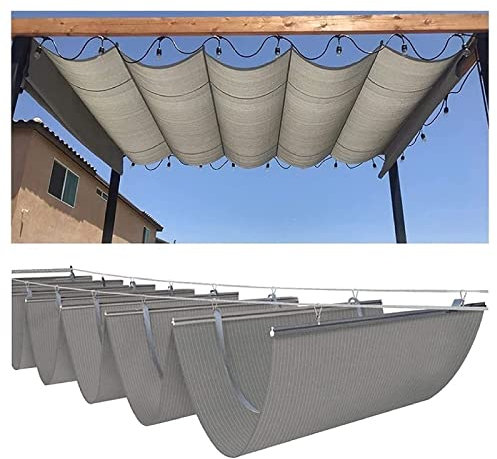 STRMAX Filet D'ombrage Toile D'ombrage,Couverture De Remplacement D'auvent D'ombrage Rétractable For Cadre De Pergola Glisser Sur Le Câble Métallique Wave Drop Shade Cover Shade Sail Auvent For Extéri