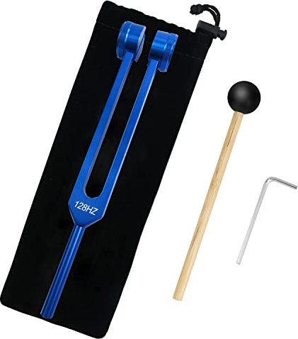 Qsanpel Otto 128 hz Tuning Fork for Healing Meditation Weights 128hz Tuning Forks Pain Diapason 128 hertz Sound Healing Blue