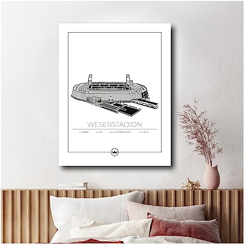 Sverigemotiv Fußballstadion Wandkunstdruck – Bundesliga Fußballmannschaften Eintracht Frankfurt (Werder Bremen - Weserstadion, 40x50 cm)– Fußball geschenke jungen für Fussball-Enthusiasten