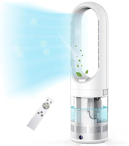 Ventilatore per spruzzatore d'acqua,ventilatore a torre nebulizzatore da 31 con serbatoio dell'acqua 1,75 litri,ventilatore a torre senza lama per uso domestico con telecomando,8 velocità,timer 9H