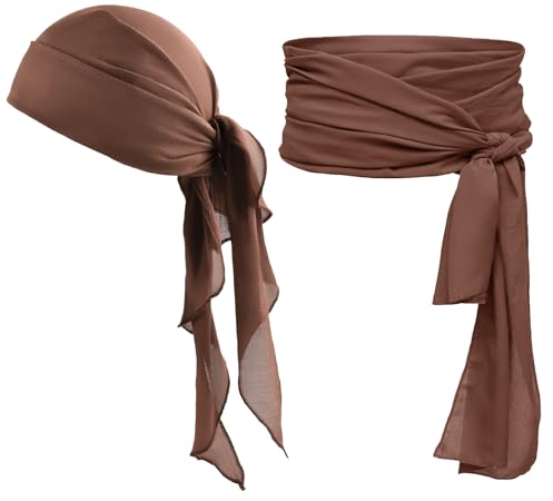 KATELUO Piraten Kostüm Zubehör, Piraten Schärpe, Pirat Bandana, Haarband Piraten, Piraten Kapitän Kostüm Accessoires, Piratenkopftuch für Halloween, für Karneval Halloween Piraten Party Kostüm Prop