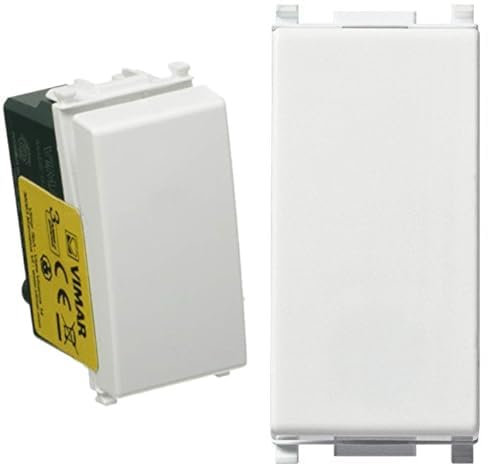 VIMAR 0R14008 Plana Pulsante 1P No 10 A 250 V, illuminabile (unità di Segnalazione Non fornita), Tasto sostituibile, 1 Pezzo, Bianco + Vimar 0R14000 Interruttore 1P 10Ax, 1 Pezzo, Bianco