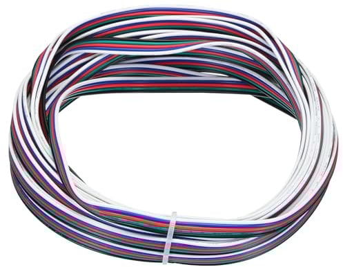 sourcing map 24 Gauge 5 Conductor Electrical Wire Tinned Copper Cable 25FT Flexible Stranded Hook-up Wire for LED Strips Lamps Residential Wiring Car Circuit