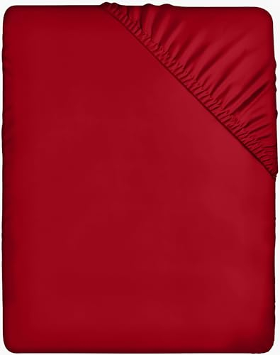 Utopia Bedding - Spannbettlaken 140x200cm - Rot - Gebürstete Polyester-Mikrofaser Spannbetttuch - 35 cm Tiefe Tasche