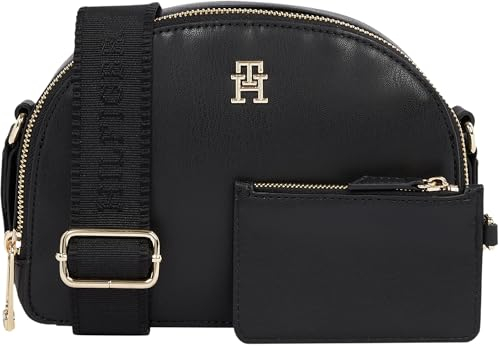 Tommy Hilfiger Donna Borsa a Tracolla Half Moon Crossover Piccola, Nero (Black), Taglia Unica