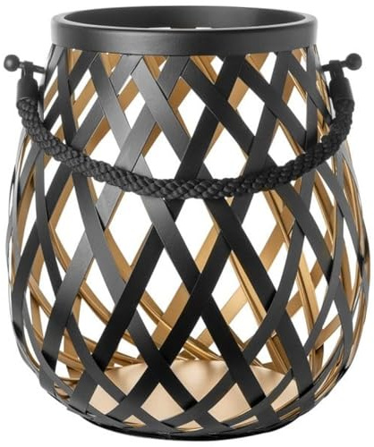 Fink Otis/Laterne,schwarz, innen goldfarben/H.24cm,D.22cm