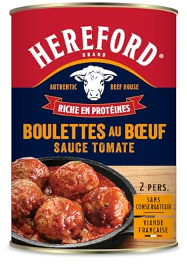 Hereford - Boulettes au Boeuf Sauce Tomate - 100% Viande origine France - Sans Conservateur - Pour 2 Personnes