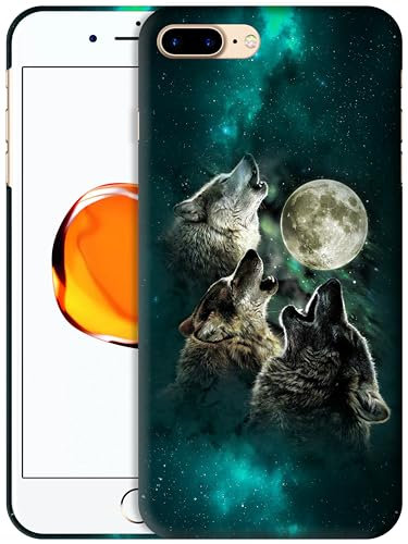 GlamCase for iPhone 7 Plus / 8 Plus, iPhone 7 Plus / 8 Plus Case - Moon Wolf Face Printed Slim Fit Cute Plastic Hard Protective Designer Back Case/Cover for iPhone 7 Plus / 8 Plus