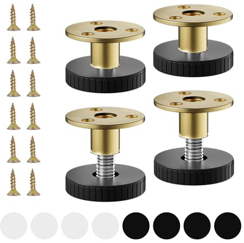 4 Piezas Patas Regulables, Patas Regulables para Muebles de 27-40 mm, Patas Regulables para Mesa, Pies de Mueble Regulables en Altura, Pueden Taladrar O Autoadhesivo, Pies para Mesas, Gabinetes