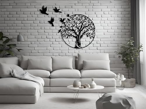 Vailla ® Arbre de Vie - Décoration murale en bois - Décoration murale en noir et doré - Autocollant mural 3D - Décoration moderne pour la maison, le bureau, la chambre à coucher, le salon (Arbre 8)