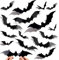 Fledermaus Deko, 60 Stück Halloween 3D Fledermaus Deko, Wandaufkleber in 4 Verschiedenen Größen, Wasserdichtes PVC, Gruseliges Schwarzes, Abnehmbares Fledermaus DIY Halloween Deko Set für Fensterdeko