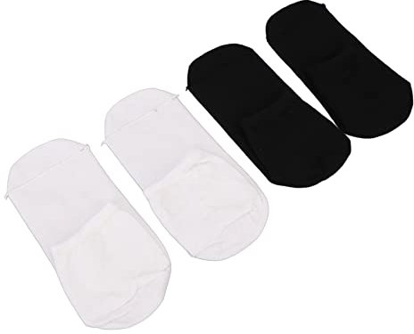 Qukaim Heated Warm Socks Self Heating Socks, 4 Pairs, Far Infrared Thermal Socks for Skiing and Fishing, Breathable Design, Black and White, Sole Massage, One Size Fits All