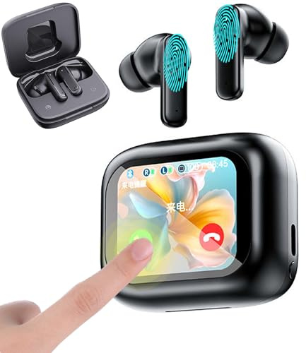 Kabellose Bluetooth-Kopfhörer,Bluetooth 5.4 In-Ear-Kopfhörer,Kopfhörer mit Geräuschunterdrückung,IPX 4 Wasserdichte Smart-Screen-Kopfhörer,für Tablets、Laptops、Smartphones、Android、iOS、Windows(schwarz)