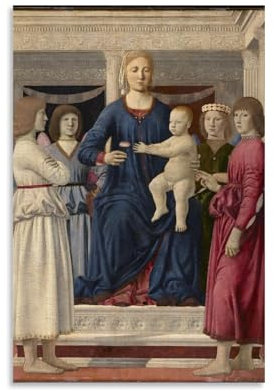 Piero Della Francesca Jungfrau und Kind thront mit vier Engeln von Piero Della Francesca, Clark Art Institute Poster Gemälde auf Leinwand, Wandkunst, Rollbild, Druck, Wohnzimmer, Wände, Dekoration,