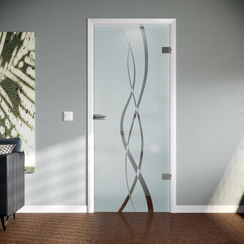 Lamento ESG Glasdrehtür Innentüren Zimmertüren für Innenräume, Badezimmer, Korridore, Eingangsbereiche, Geschäftsräume (Weißglas 8 mm, Breite x Höhe: 709 mm x 1972 mm)