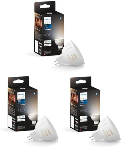 Philips Hue White Ambiance MR16 LED Lampe 3er Pack, dimmbare LED Lampen für das Hue Lichtsystem mit allen Weißtönen, smarte Lichtsteuerung über Sprache und App
