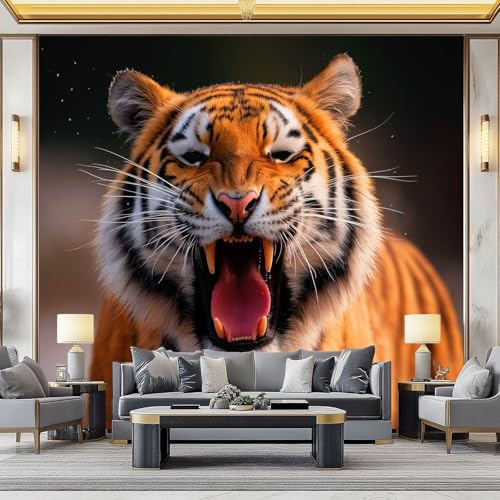 Photo Wallpaper Animal Tiger 200x140 cm 3D Non-Woven Wall Mural, Moderne Living Room Bedroom Large Poster Wallpaper, Home Decor Art Mural
