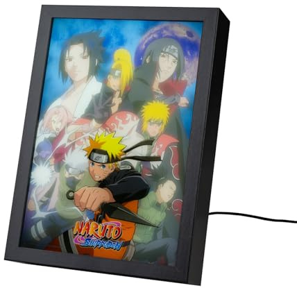 Grupo Erik Naruto Shippuden Mood Light Framed Prints - Manga Gifts, Merch | 7.9 x 11 x 2 in - 20 x 28 x 5 cm, LED Framed Art Prints, LED Desk Lamp - Naruto Gifts, Merchandise