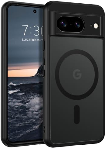 YINLAI Magnetic Case for Google Pixel 8 [Magsafe Compatible] Slim Frosted Translucent Shockproof Case for Google Pixel 8, Black