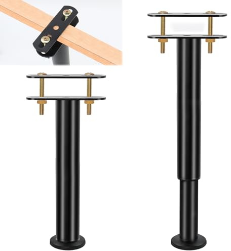 BEASAFY 2 Pièces Pied Reglable pour Meuble, 25-45 cm Réglables en Hauteur Pieds de Lit, Acier Pieds de Support de Lit, Pied de Meuble Réglable sans Perçage pour Lattes Centrales