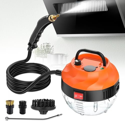 3 800 W ångtvätt med hög temperatur för bil-detailing och rengöring av flera ytor, 105,0 °C tryckånga, 1 l tank, 6 justerbara inställningar, bärbar ångkokare