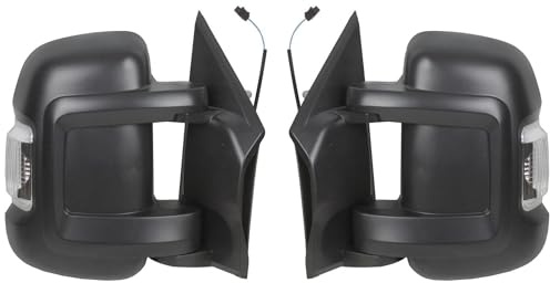 Außenspiegel set rechts links manuell schwarz mit Blinklicht Linker Spiegel mit Temperatursensor passend für Fiat Ducato Peugeot Boxer Citroën Jumper ab Bj. 2006