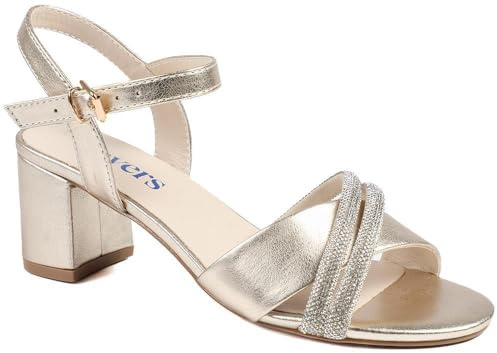Pavers Womens Block Heel Embellished Toe Sandals | Spring Summer Collection | Embellished | Buckle | Cushioned Insole