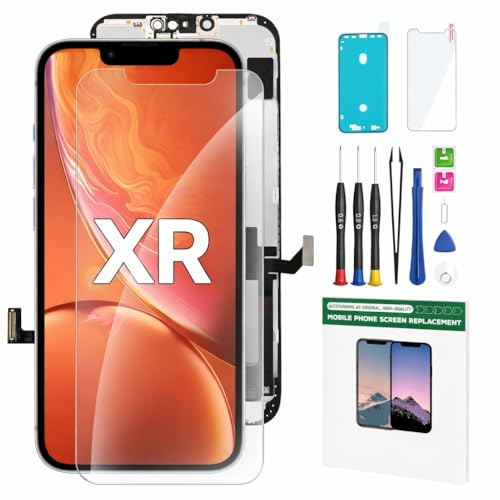 Hoonyer für iPhone XR LCD Display Ersatz Set, 3D Touch Bildschirm mit Rahmen & Digitizer, inkl. Reparatur-Werkzeug, wasserdichtem Kleber & gehärtetem Displayschutz (6,1 Zoll)