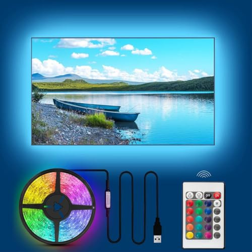 RGB LED Game Light Bar, USB Ambient Backlight for 32-60 Inch TVs and Computers, Bluetooth App Control, Music Sync for Enhanced Gaming Experience