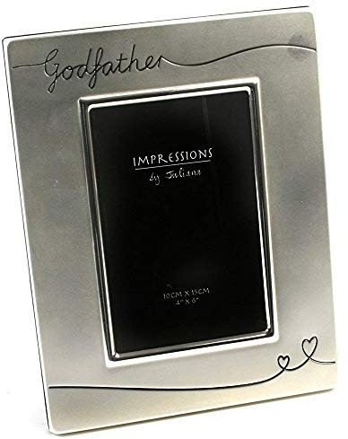 Widdop Bingham - Cornice fotografica placcata argento, per foto 15 x 10 cm, con inciso Godfather (Padrino, in inglese)