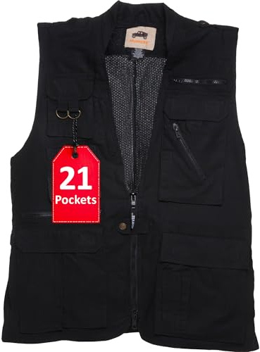 Humvee Photography Utility Vest With 21 Pockets | Perfect for Travel, Safari, Hunting, Camping & More 100% Cotton, Comfortable & Sturdy, Tactical & Safari Jacket | Vest for Men & Women