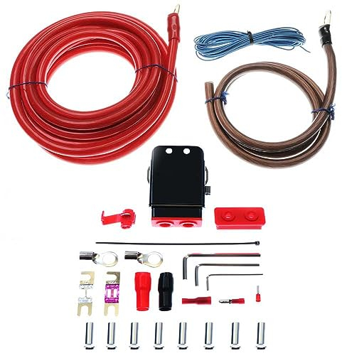 Option 100% Vollkupfer Kabelkit 35mm² - Profi Line Power Kabel Set - Perfekt für den Anschluss von Verstärker/Aktive Subwoofer im Auto