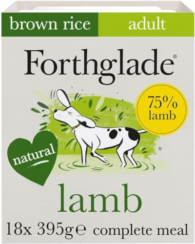 Forthglade Wet Dog Food (18 x 395g Trays) - Wholegrain & Hypoallergenic Dog Food, Lamb with Vegetables and Brown Rice, Adult Stomach Sensitive Meals with Natural Ingredients