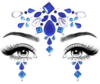 Glamza Face Crystal Sticker 6 Gems Set Women Mermaid Rave Festival Glitter Rhinestone Temporary Tattoo Face Jewels Face Sticker Eyebrow Face Body Jewellery (STYLE 07)