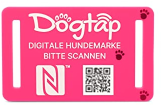 Dogtap Light Big, digitale Hundemarke für mittlere bis große Hunde, mit NFC-Chip und QR Code für Kontaktdaten und Steckbrief, aus Silikon, wasserfest, flexibel, 67 x 40 mm