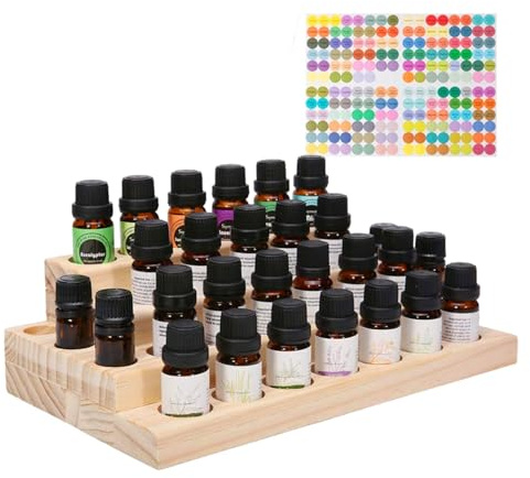 Ätherische Öle Aufbewahrung, Ätherische Öle Holzbox, Ätherisches Öl Display Ständer Halter Organisator, 30 Löcher Holz Box Veranstalter Aufbewahrung Box für Nagellack, Duftöle, Ätherische Öle