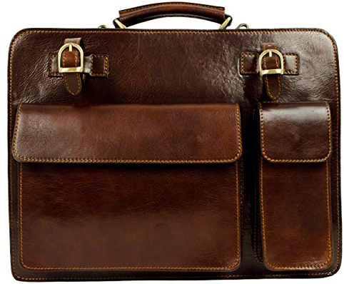Time Resistance Résistance au Temps Porte-Documents En Cuir - Sac En Cuir Chic Pour Hommes - Porte-Documents D’affaires - Porte-Documents Vintage (Marron)