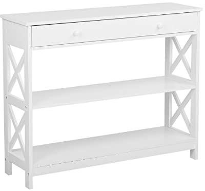 Beliani Konsolentisch weiß mit Schublade Beistellkommode modern Schminktisch Montgomery