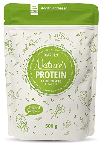 Nutri + Chocolat en poudre aux protéines naturelles sans édulcorant 500g - boisson sans lactose et sans sucre - comme shake ou pour la cuisson au four - sans gluten - végétalien