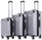 BEIBYE Zwillingsrollen 2048 Hartschale Trolley Koffer Reisekoffer in M-L-XL-Set in 15 Farben (Silber, Set)