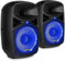 Vonyx VPS082A Sistema de Sonido Pack de 2 Altavoces Activos portátiles de 400 W con micrófono con Cable, Control Remoto, Tecnología Bluetooth, Reproductor MP3 con USB y SD, Luces LED
