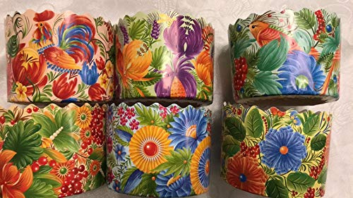 6pcs Baking Paper Molds for Easter Bread Cakes Panettone Paska Kulich (Petrikovka, 70 * 85 mm (Diameter*Height))