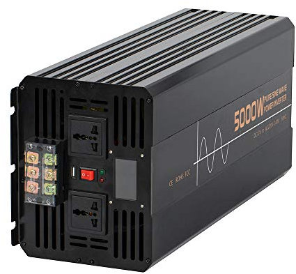 SSCYHT Inversor de Energía Solar de 5000w, Convertidor de 12v/24v/48v DC a AC con Salidas AC Duales y Puerto USB, Terminal de Cable para Aparatos de Alta Potencia,DC 24v to AC 220v