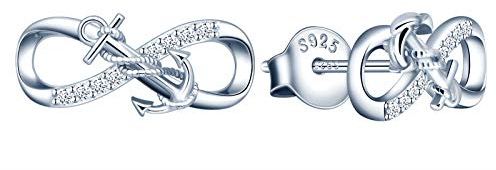 INFINIONLY Damen Ohrring, 925 Sterling silber Schmuck-Sets, Anker und Unendlichkeitssymbol Ohrringe, Silber, Intarsien Zirkon, Geburtstag Weihnachten Muttertag Geschenk